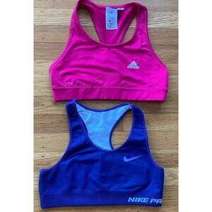 Adidas/Nike Two Sports Bras Pink and Purple Size M